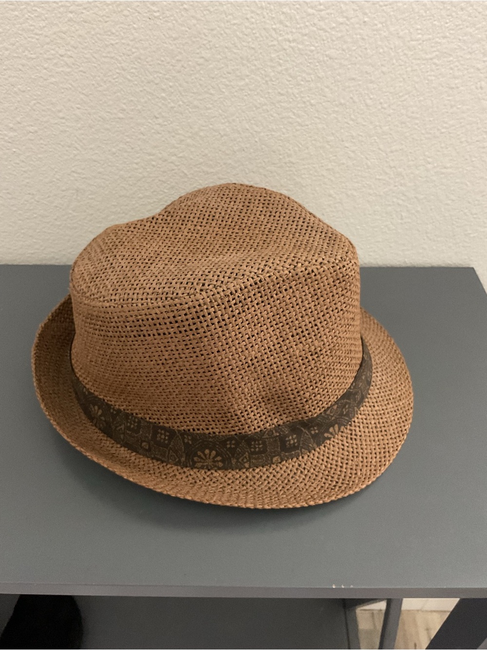 Dockers Brown Straw Fedora with Decorative Band